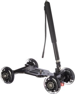 Polaroid PL-STATT Rolling Mini Dolly Stabilization System With Pole Handle For Digital SLRs and Camcorders